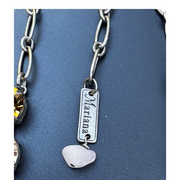 Mariana Pink & Pearl Austrian Crystals Necklace Adj Chain 18-20" Elegant Stateme - Picture 3 of 14